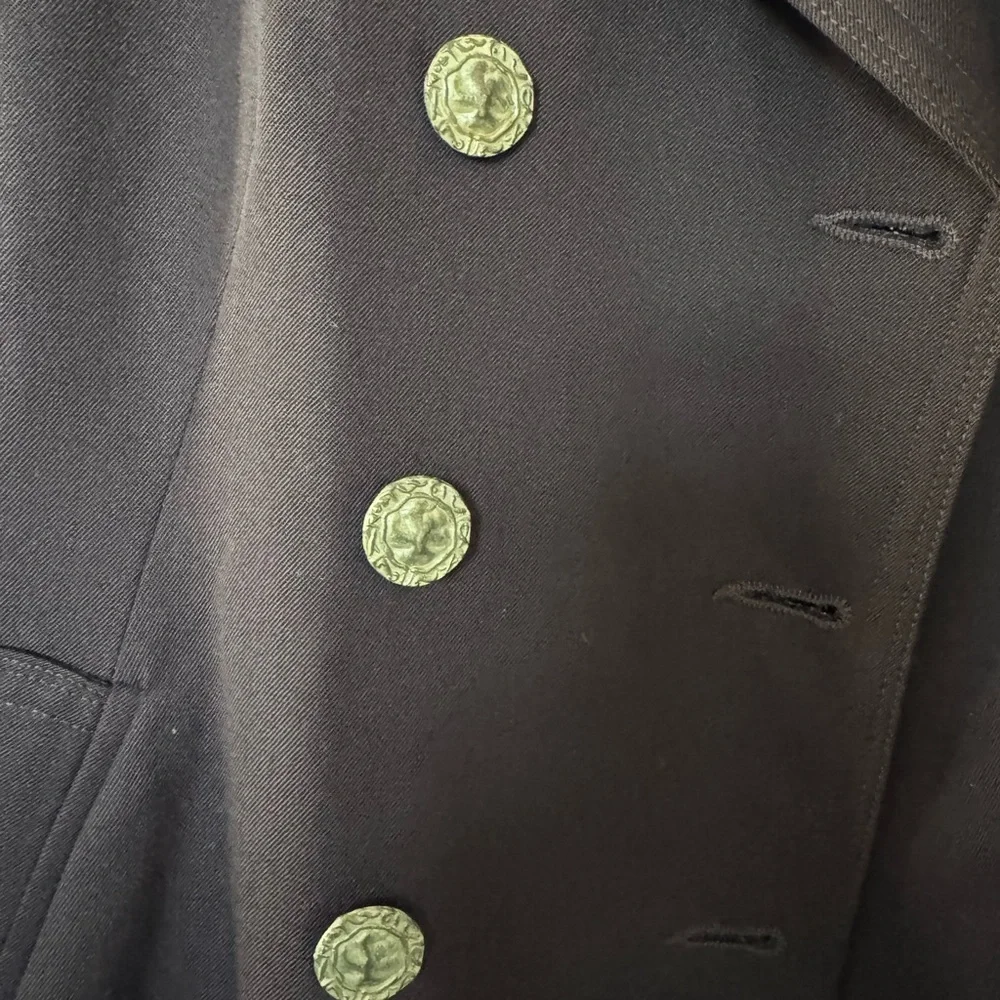 Vintage Moschery Academia Preppy Chocolate Brown Double-Breasted 100% Wool Coat - Picture 3 of 15